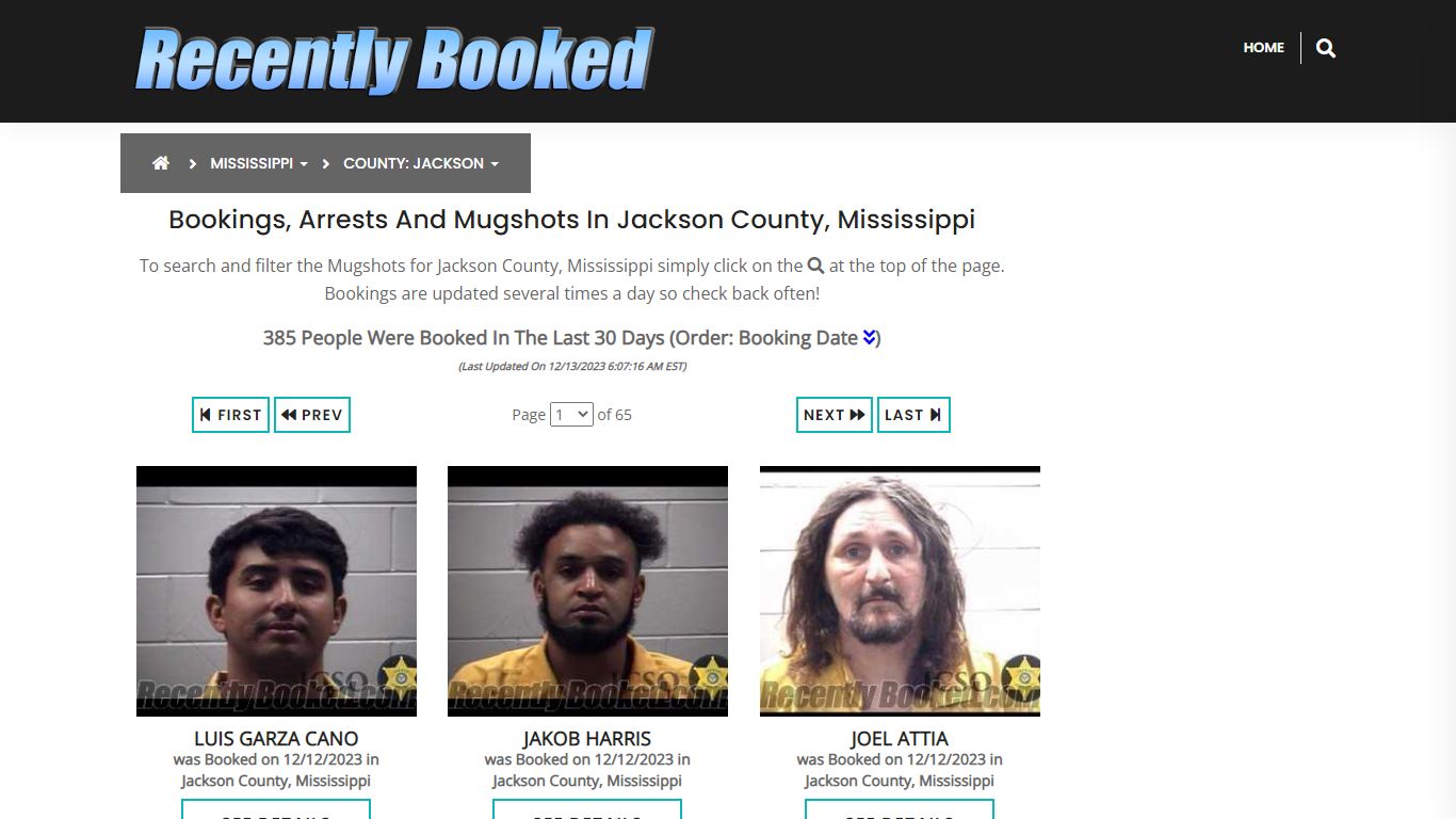 Bookings, Arrests and Mugshots in Jackson County, Mississippi