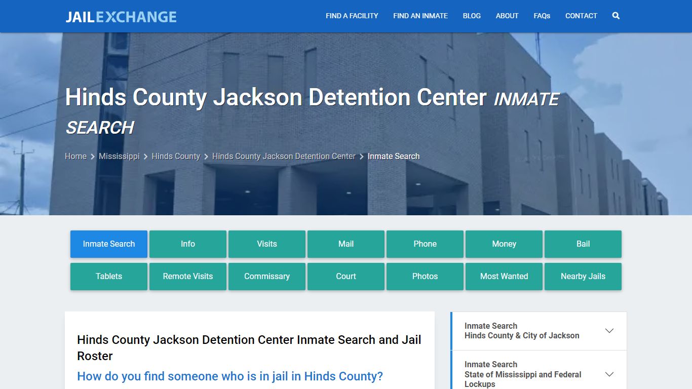 Hinds County Jackson Detention Center Inmate Search - Jail Exchange